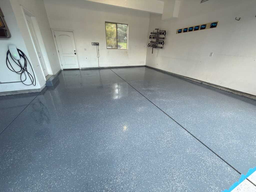 Dark gray epoxy garage floor